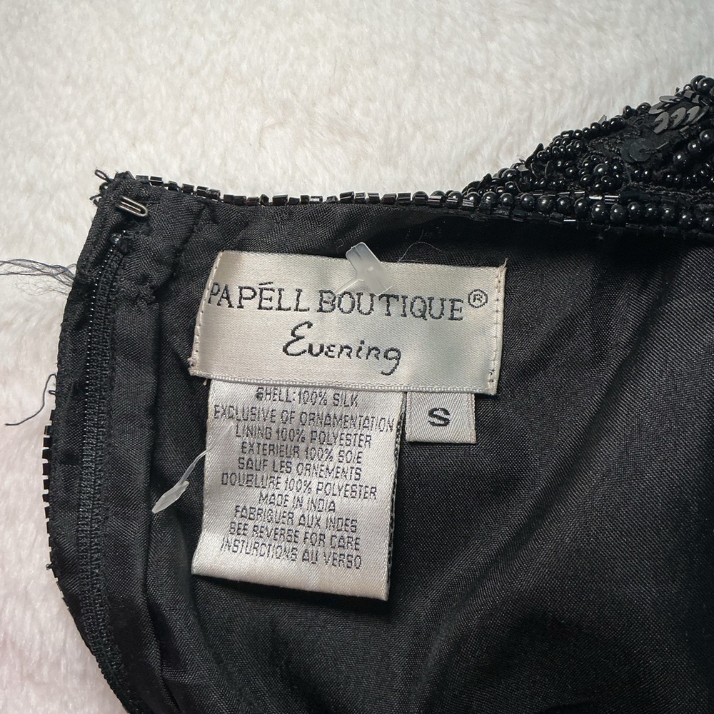 Vintage Black Beaded Short Sleeve Women's Top - Picture 5 of 12